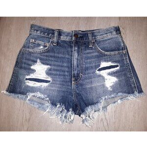 Hollister Jean Shorts Cut Offs Size 0 W24 Distressed Denim Ripped Torn Frayed